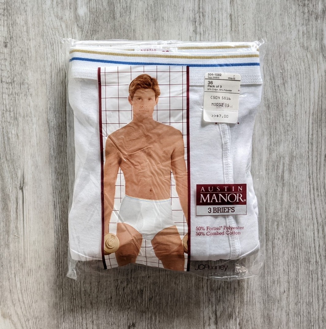 Size 36 Men's NOS Vintage JC Penney Austin Manor Briefs Pack