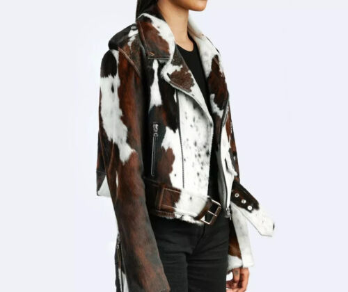 Genuine Cowhide Leather Jacket for Women | Natural Hair-On Cow Skin Fashion Coat - Picture 3 of 5