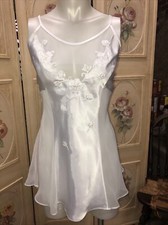 White Sheer Lacey And Satiny Chemise L