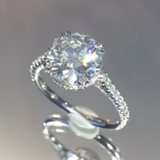 3.35Ct White Round CZ Engagement Wedding Ring In Solid 925 Sterling Silver