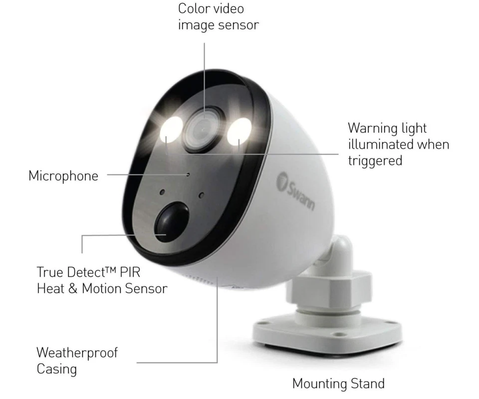 Swann SWIFI-SPOTCAM 1080p Foco Exterior Inalámbrico Cámara de Seguridad - Blanco Foto 2 de 4