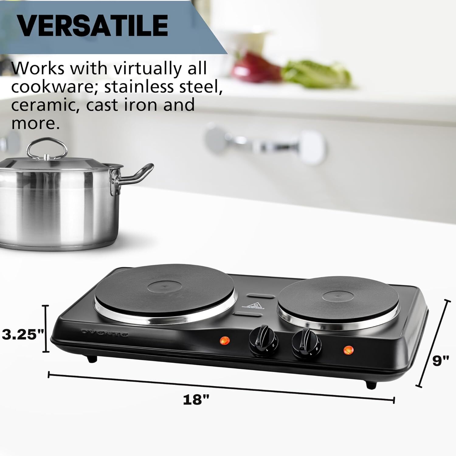 Portable Small Electric Stove Top 2 Burners Range Double Hot Plate Countertop eBay