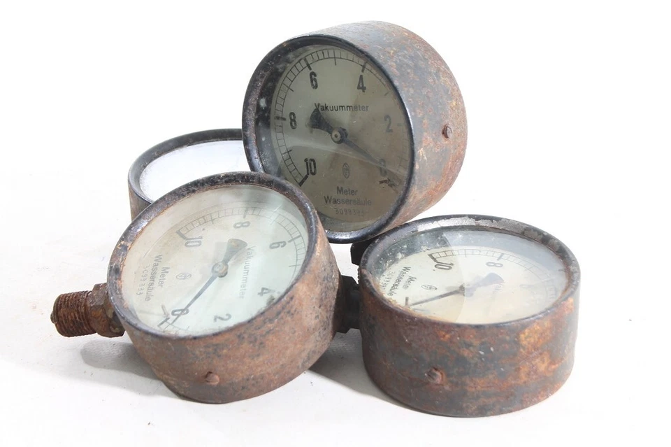 1 x altes Vakuummeter Anzeige Vintage Steam-Punk Retro Deko Messgerät - Bild 3 von 4