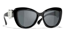 Chanel 5517-A C501/S4 Women's Black w/ White Heart/Grey Sunglasses 54 x 18 x 140