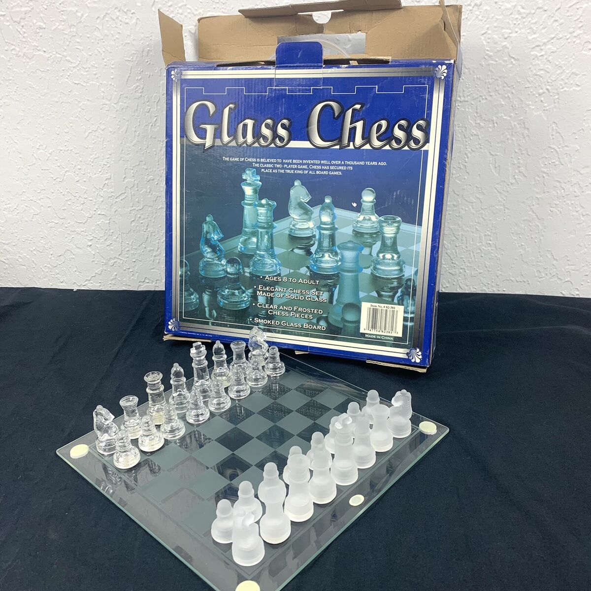 Clear Chess and Checkers Set with Glass Gameboard, for Adults and Kids Ages  8 and up