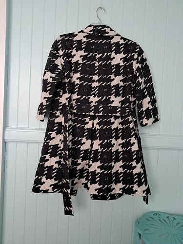Weekend Max Mara Houndstooth Trench Coat US Sz 8 Newlife Polyester Black Beige - Picture 13 of 14