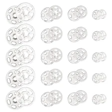120 Sets Plastic Sew-on Snap Buttons 7mm 12mm 15mm 20mm Invisible Snaps