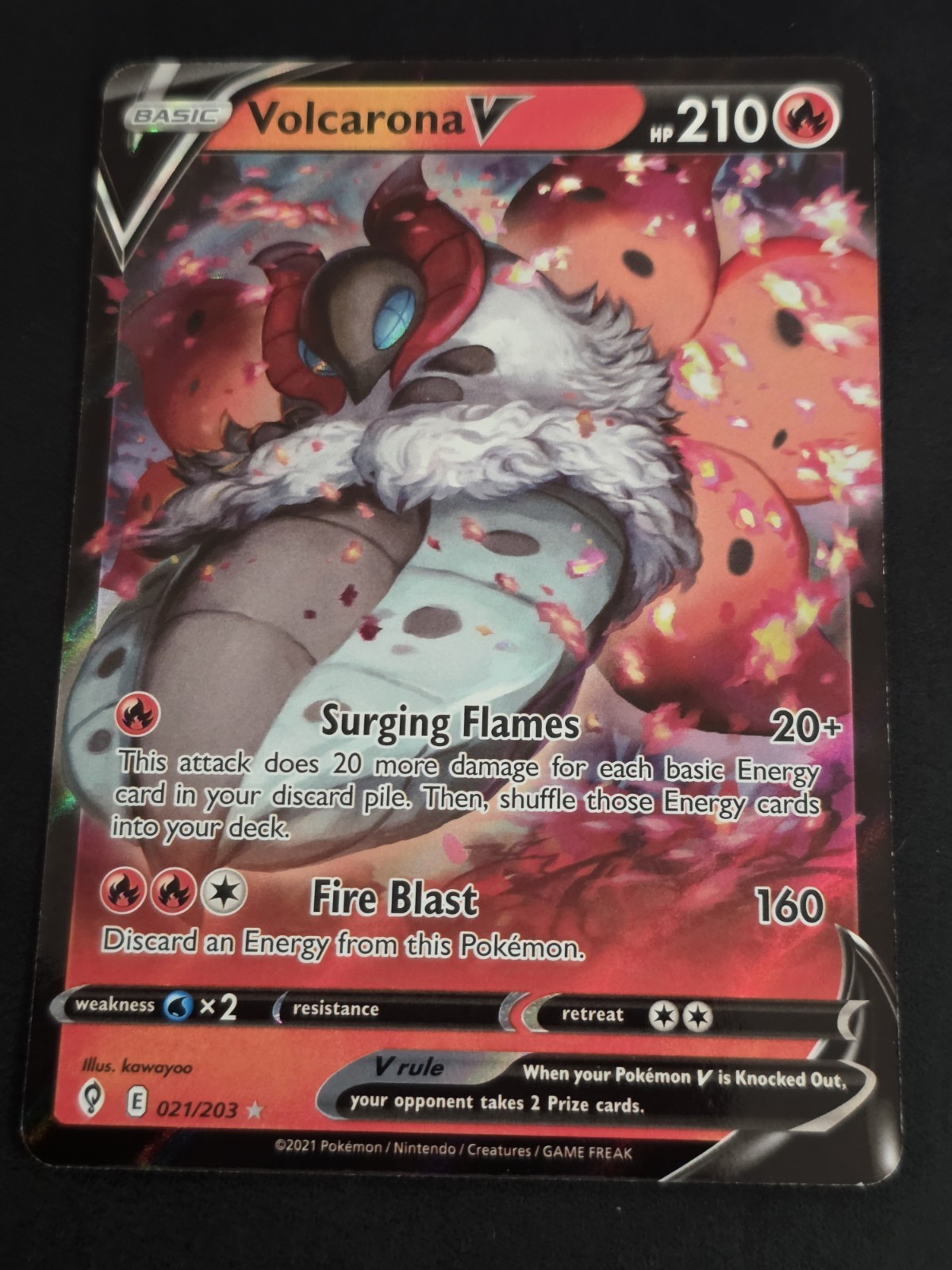 2021 POKEMON TCG VOLCARONA V 21 SWSH EVOLVING SKIES ULTRA RARE HOLO NM