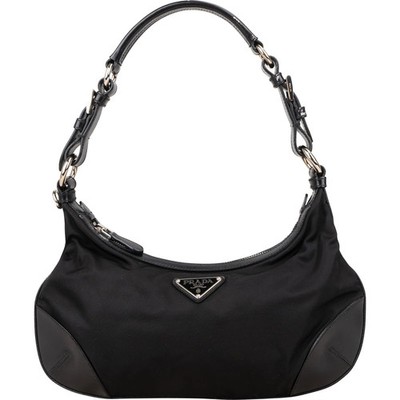 Prada Tessuto and Leather Triangle Hobo Shoulder Bag Tasche