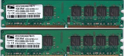 2GB 2x1GB PC2-5300 ProMOS V916765K24QCFW-F5 DDR2-667 Desktop Memory Kit DIMM CN