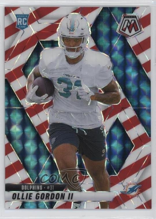 2025 Panini Mosaic Rookies Red & White Stripe Prizm Ollie Gordon II #310 1p11