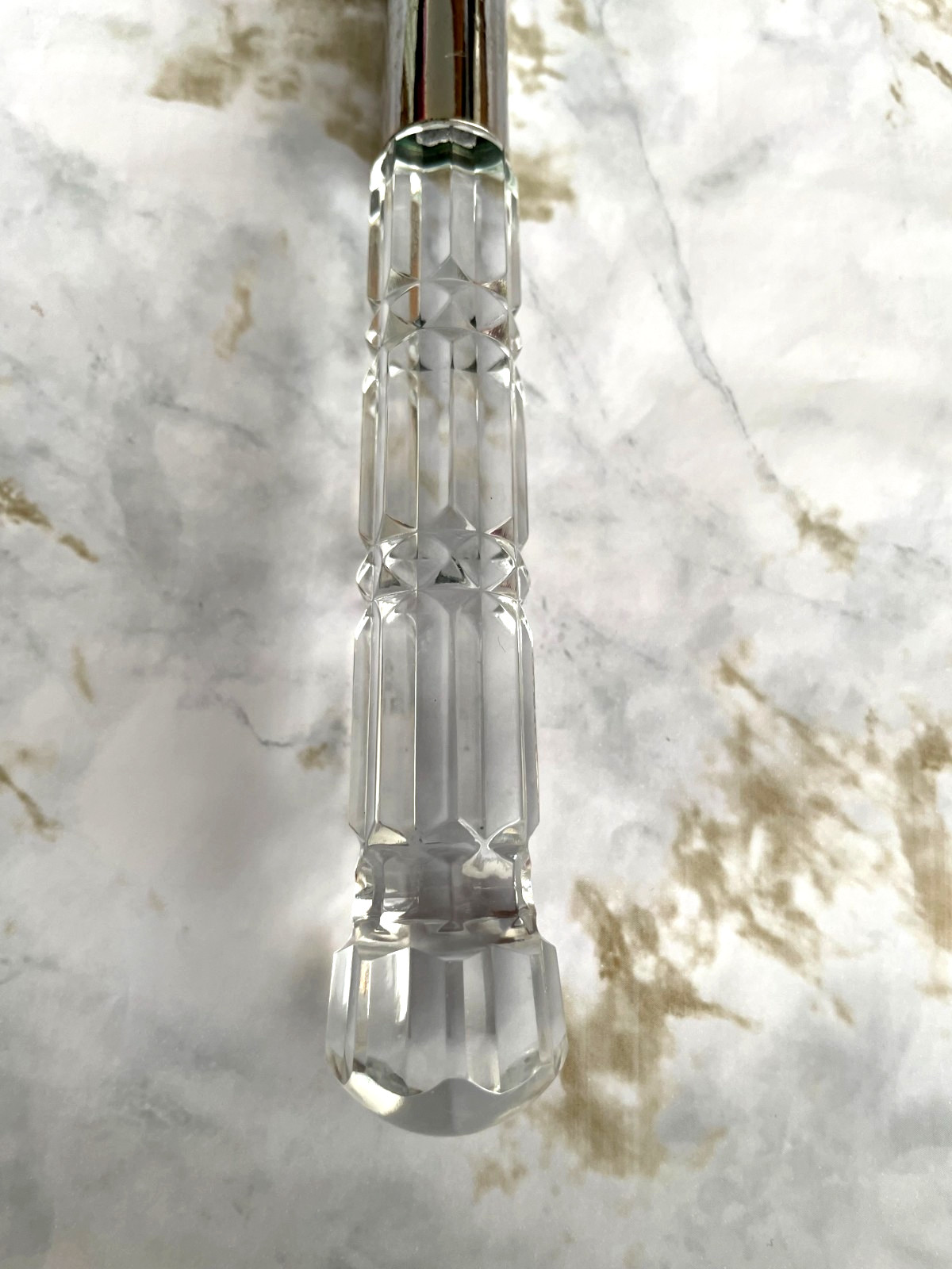 Pie Cake Server Clear  Lucite Handle Stainless Steel Serrated one side  11" L