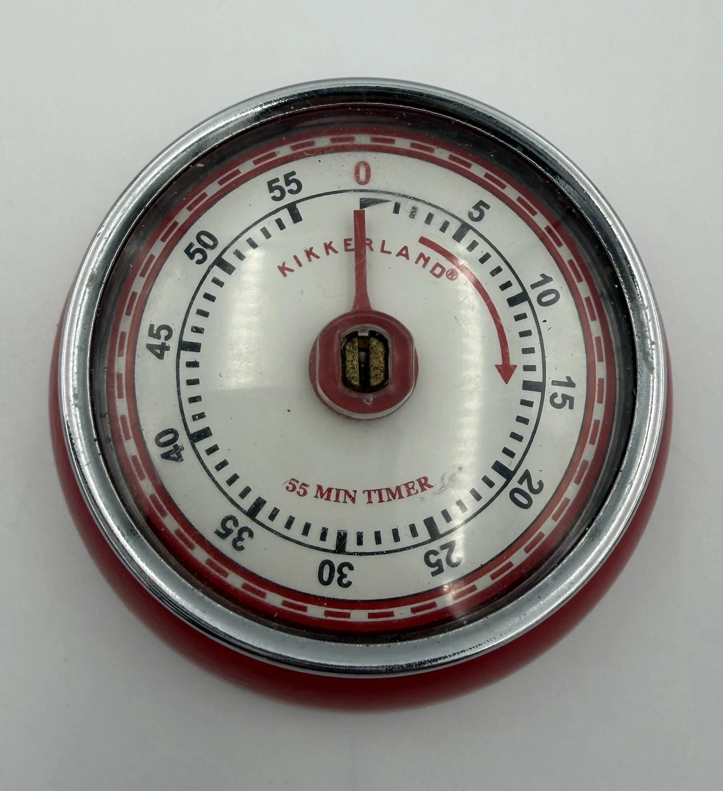 Kikkerland Retro 55 Minute Timer Mechanical Magnetic Copper Chrome Kitchen