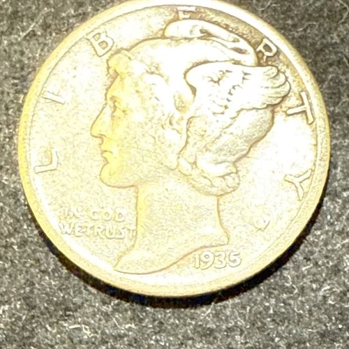 1935 P  Mercury Dime circulated 90% Silver  Extra Fine XF