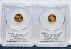 2 Coin Set 2021 $5 Gold Eagle Type 1 &2 PCGS PR70 DCAM First Strike Reagan