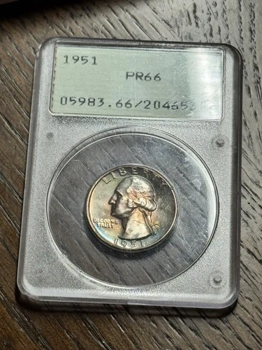 1951 Washington Silver Quarter Proof PCGS PR66 OGH Rattler Toning Toned (3410)