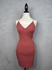Windsor Mini Dress V- Neck Strappy Back-Sleeveless Cinnamon Brown Women’s S NWT
