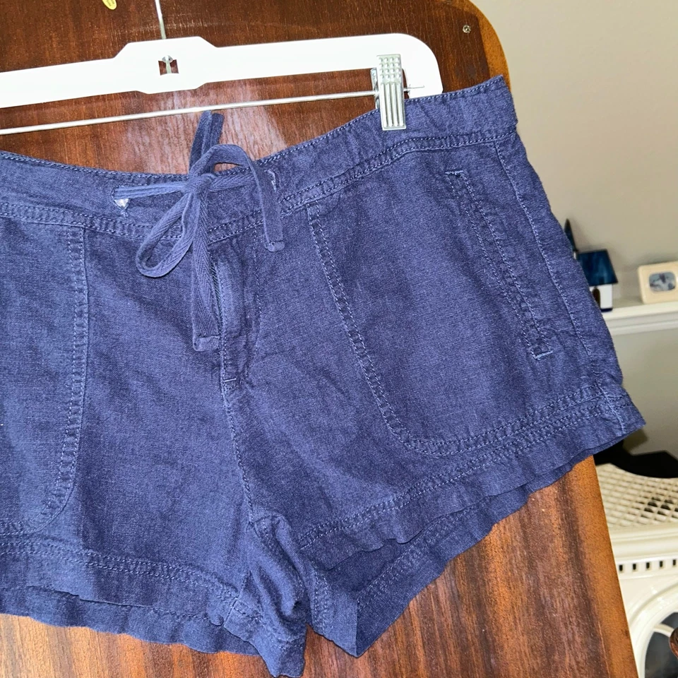 Pantalones Cortos Unionbay Para Mujer Talla 7 Azul Marino Mezcla de Lino Informales Cordón y2k Foto 4 de 4