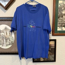 Vintage 90s Disney World Rainbow Embroidered Mickey Mouse Shirt Blue Size XL