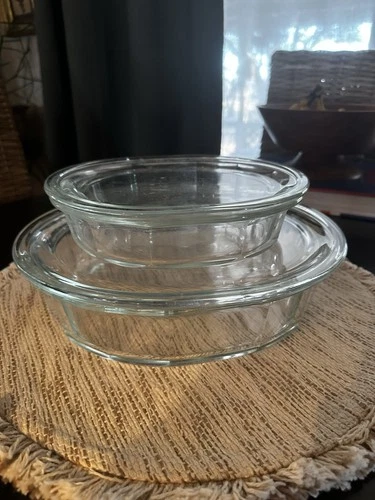 Vintage PYREX #806-B & #803 -B Clear Paneled Baking Dish WITH LIDS!!! RARE