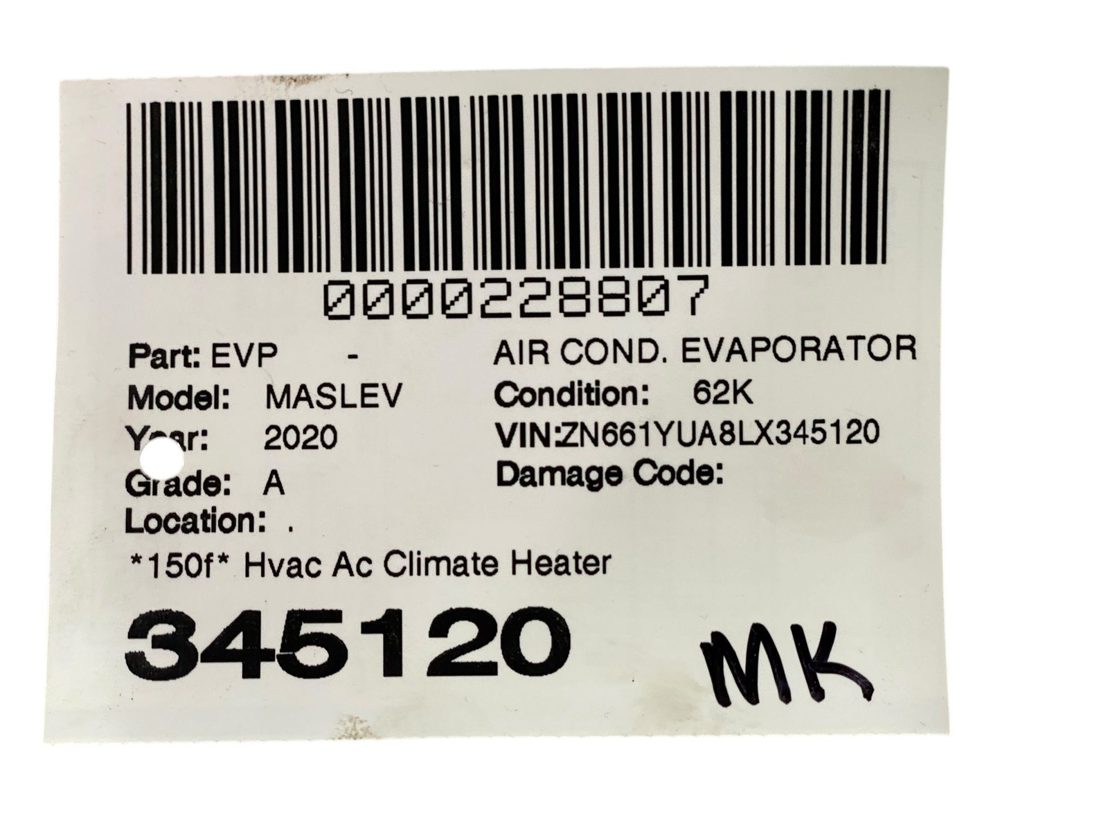 2017-2020 Maserati Levante M161 Ac Climate Heater Blower Motor Housing Box Assy