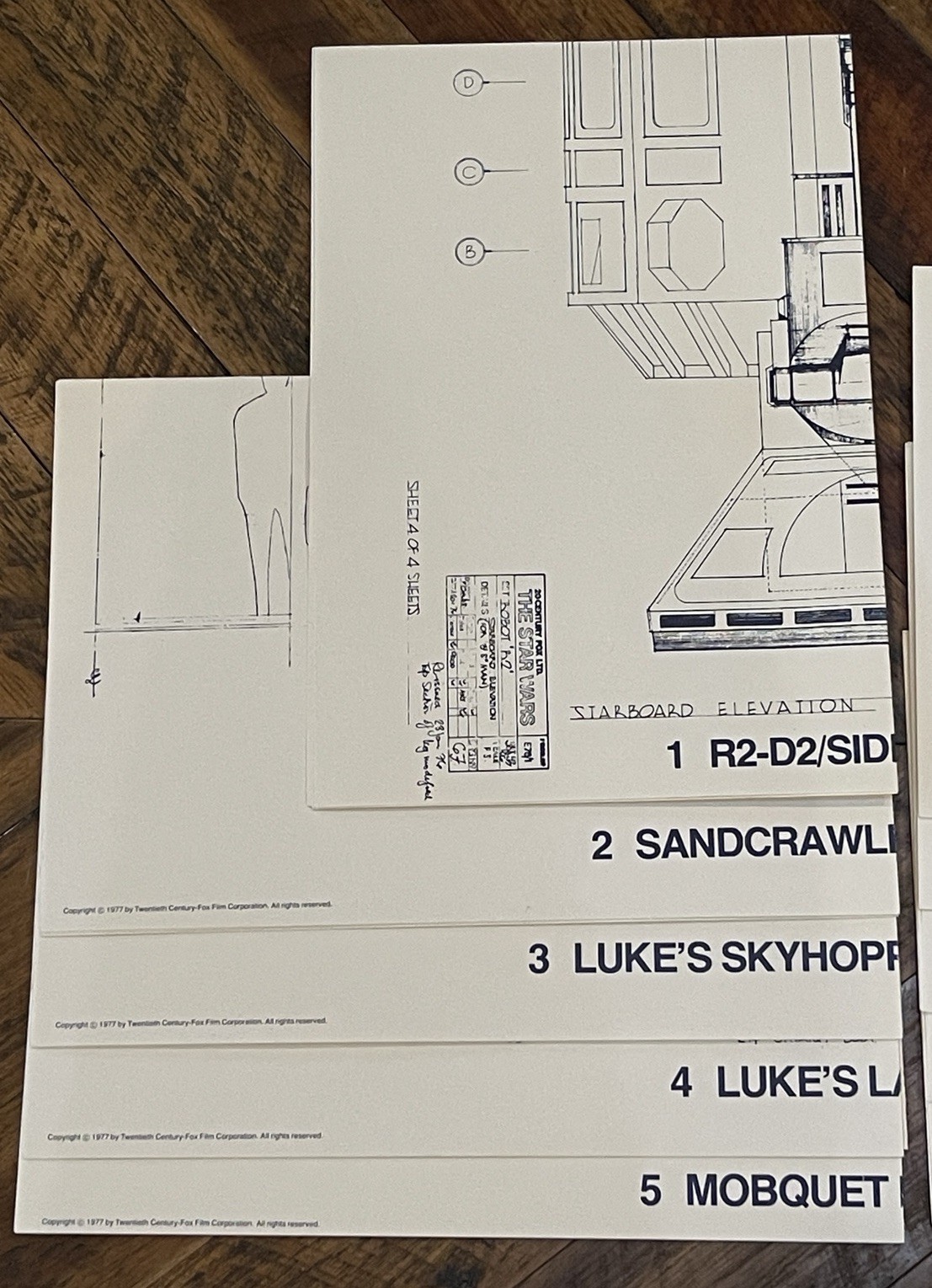 Original STAR WARS BLUEPRINTS 1977 Complete Set Vintage Prints 15 Pieces w/case
