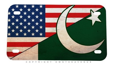 USA Pakistan Flag Rustic Style Motorcycle License Plate
