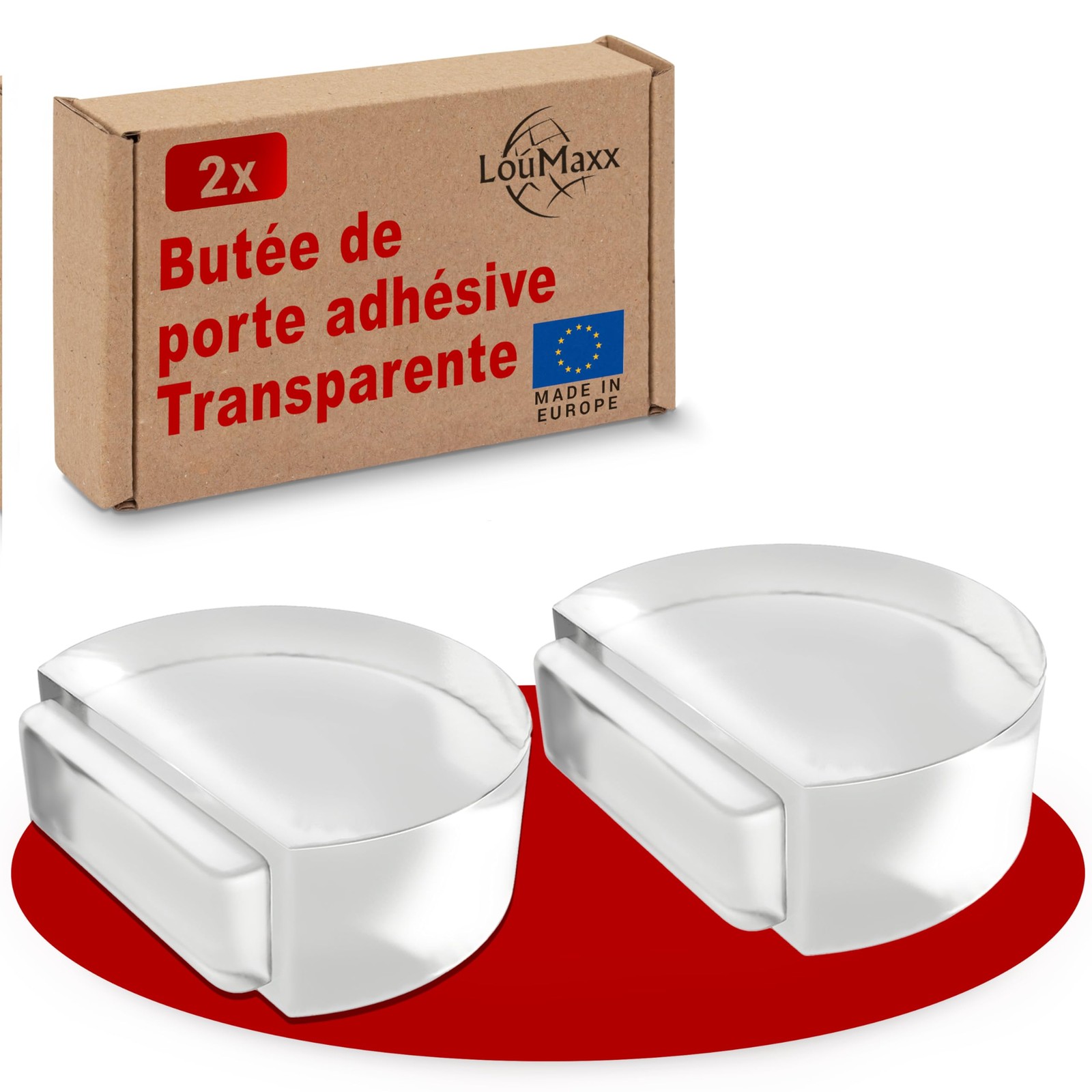 Butée de porte au sol en élastomère transparent haute densité anti-choc