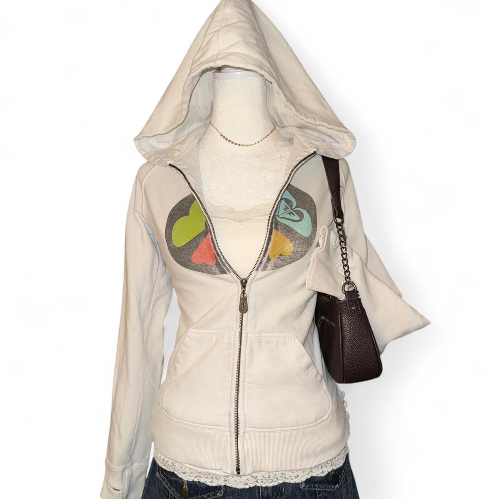 🤍 Vintage ROXY Zip-Up Hoodie – Size Small 🤍