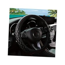 Car Steering Wheel Cover, 14.5-15inch Leather Anti-Slip Car Wheel Cover Black