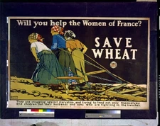 Will you help the Women of France,Save Wheat,World War,WWI,Food Supply,c1918