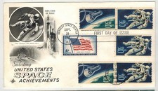1967 SPACE ACHIEVEMENTS ATTACHED PAIR UNUSUAL 6 STAMP COMBO ARTCRAFT 1331/1332