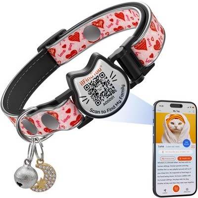 ilFindYou Breakaway Cat Collar with QR Code Name Tag&Bell, 1Pack, Love