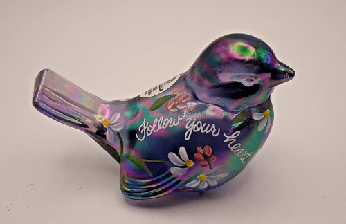 FENTON Art Glass Carnival Bluebird FOLLOW YOUR HEART - 100 Year Anniversary