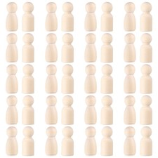 40Pcs Unfinished Wooden Peg Dolls DIY Craft Wood People Figures