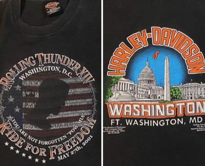 Vtg Harley Davidson Rolling Thunder  XL Black T Shirt Washington DC Motorcycle