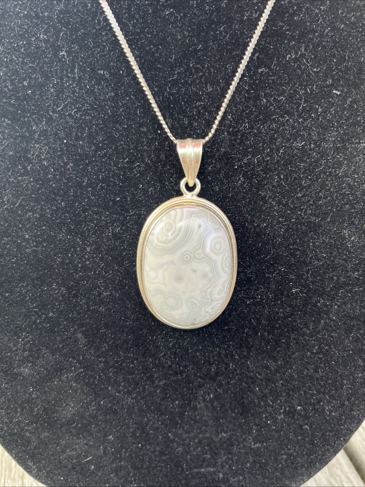 Vintage Silver Large Agate Pendent Whimsical Stat… - image 3