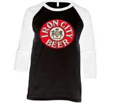 Iron City Beer Pittsburgh Retro Distressed Look Beer Lovers Raglan 3/4 Sleeve