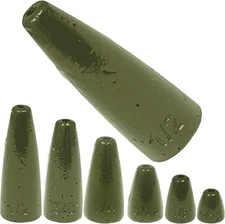 Reaction Tackle Lead Worm Weights Bullet Shaped F. 1/2 oz, Green Pumpkin 