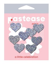 Nipple Pasties Pastease Mini Glitter Hearts Pack Of 8 Silver 8pc Nipple Covers