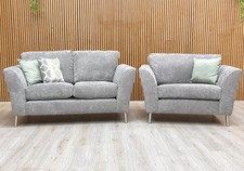 ‘Lana’ 2 Seater Sofa + Love Chair Matching Set Upholstered Kingston Grey Fabric