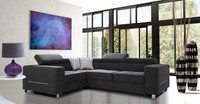 Ecksofa L-Form Sofa Couch Design Polster Modern Textil Bettfunktion Grau Stoff
