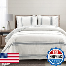 Lush Decor Stripe Reversible Cotton King Size 3 Piece Set - Set