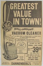 Vintage 1956 GE General Electric Swivel Top Vacuum Newspaper Print Ad