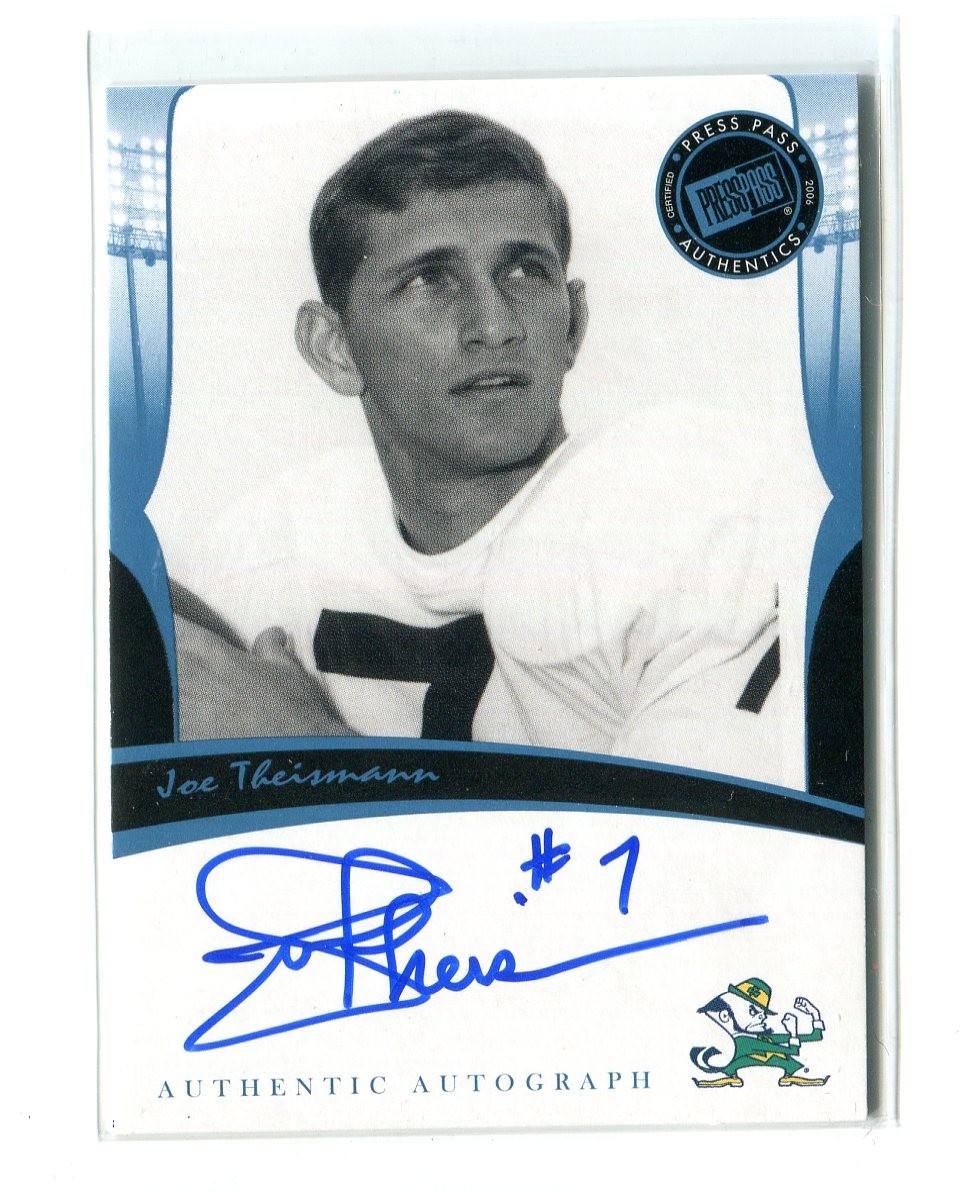 Max Muncy 2006 Press Pass Legends Joe Theismann Auto Nortre Dame Irish 