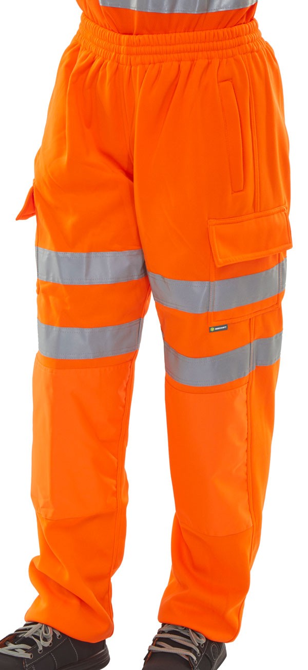 Beeswift Fleece Jogger Hi-Vis Trousers Orange Size XXXL