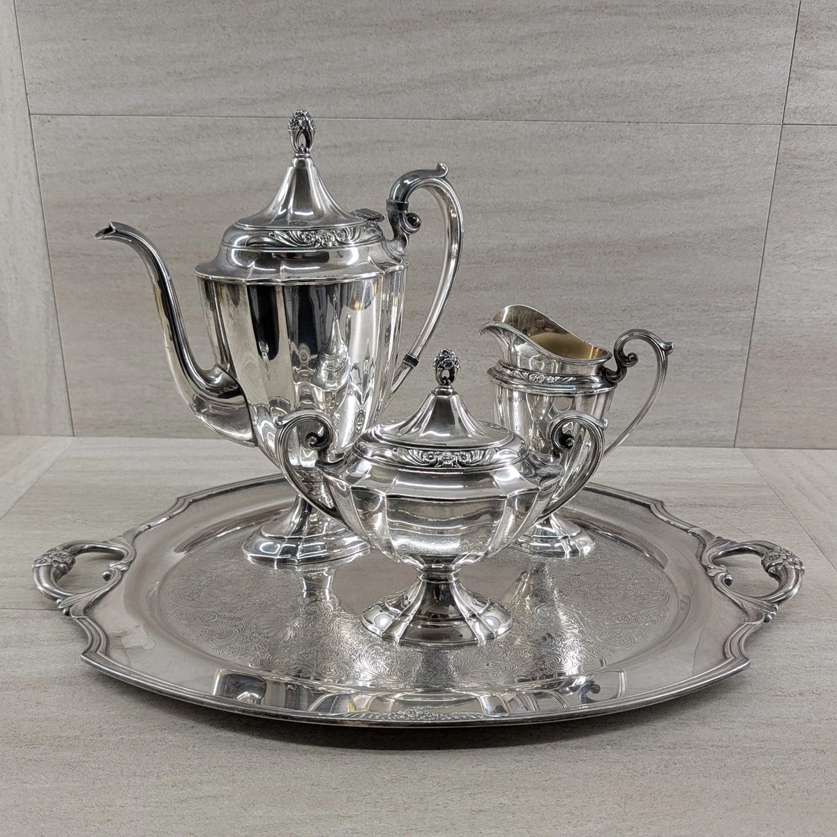 1847 Rogers Bros Antique US Silver-Plated Teapots, Coffee Pots