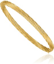 14K Solid Yellow Gold 4.75mm Large Hinged Bangle Bracelet