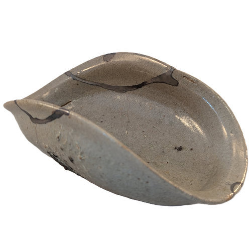 Ko Karatsu 1700s Antique Japanese Ceramic Folded Bowl Gintsugi Silver ...