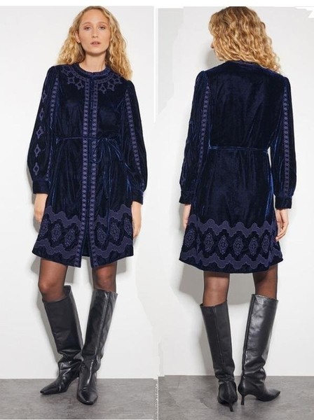 Women Monsoon Dress Navy Velvet 50